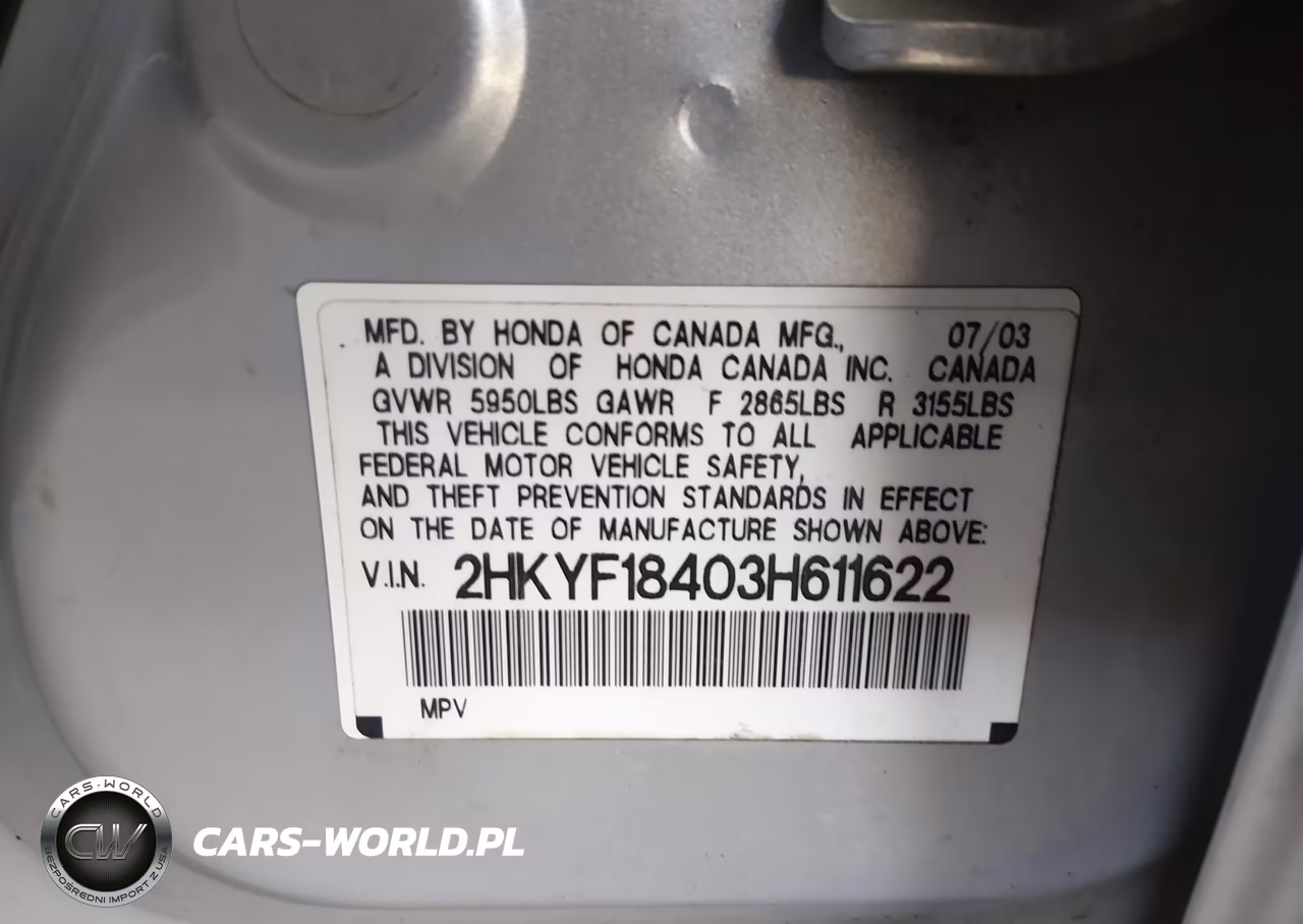2003 Honda Pilot Ex VIN:2HKYF18403H611622 - 9