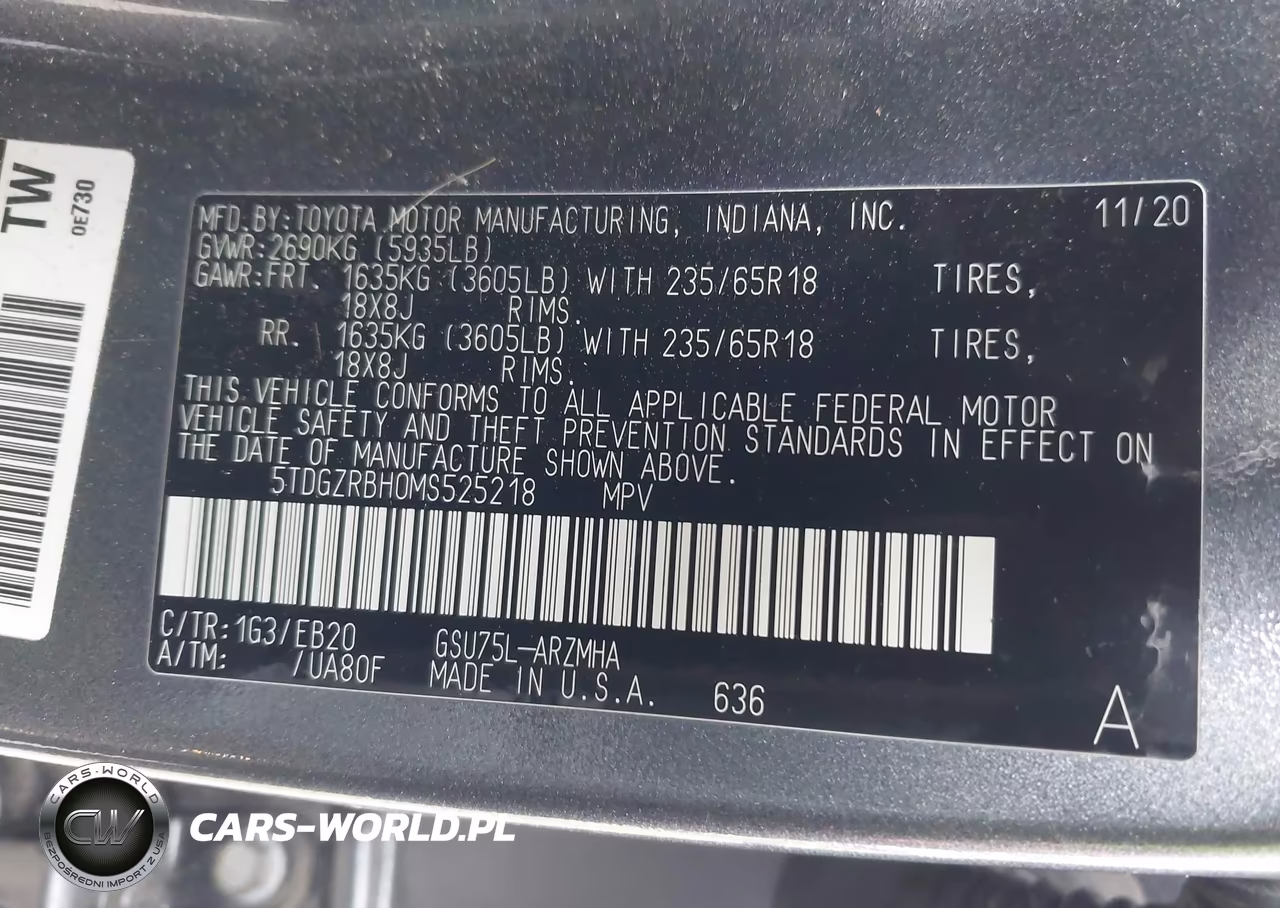 2021 Toyota Highlander Xle VIN:5TDGZRBH0MS525218 - 9
