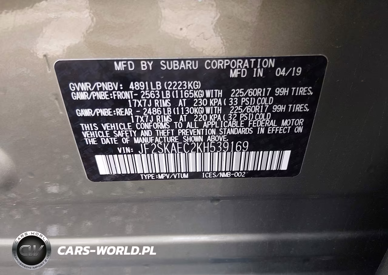 2019 Subaru Forester Premium VIN:JF2SKAEC2KH539169 - 9