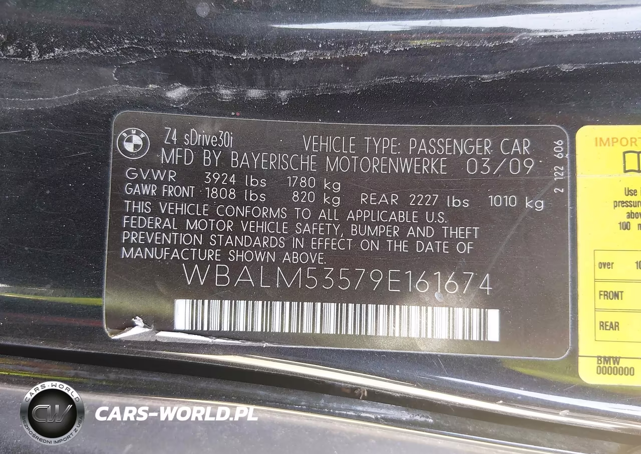 2009 BMW Z4 Sdrive30I VIN:WBALM53579E161674 - 9