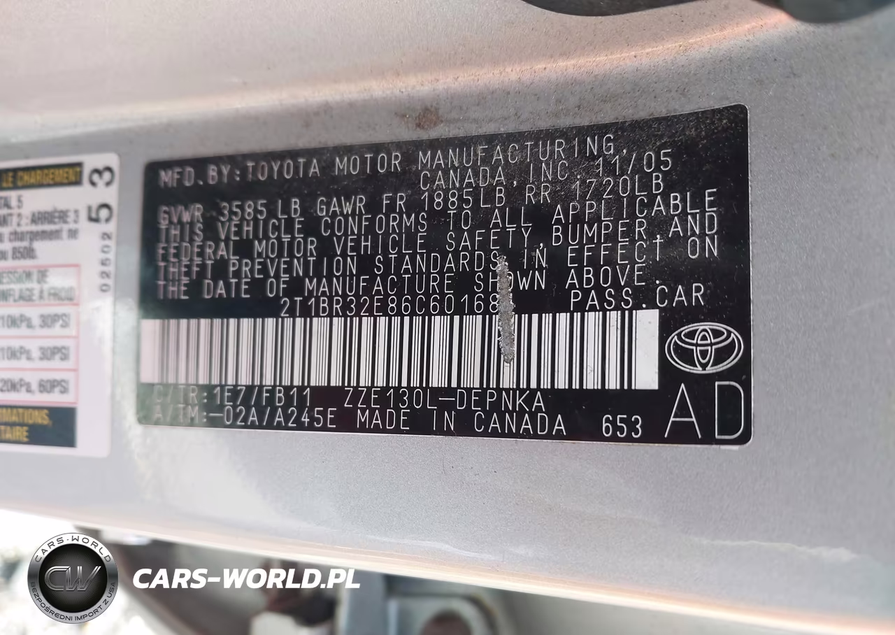 2006 Toyota Corolla Le VIN:2T1BR32E86C601681 - 9