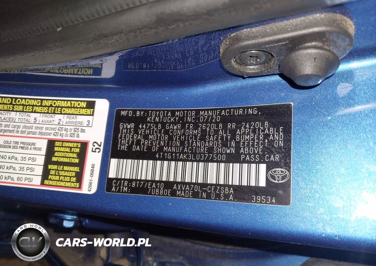 2020 Toyota Camry Se VIN:4T1G11AK3LU377500 - 9