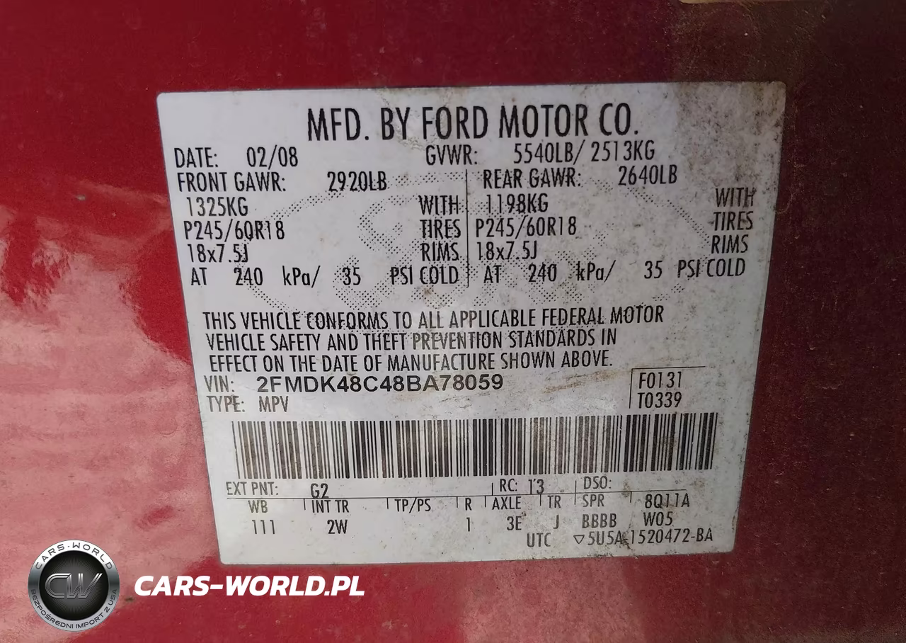 2008 Ford Edge Sel VIN:2FMDK48C48BA78059 - 9