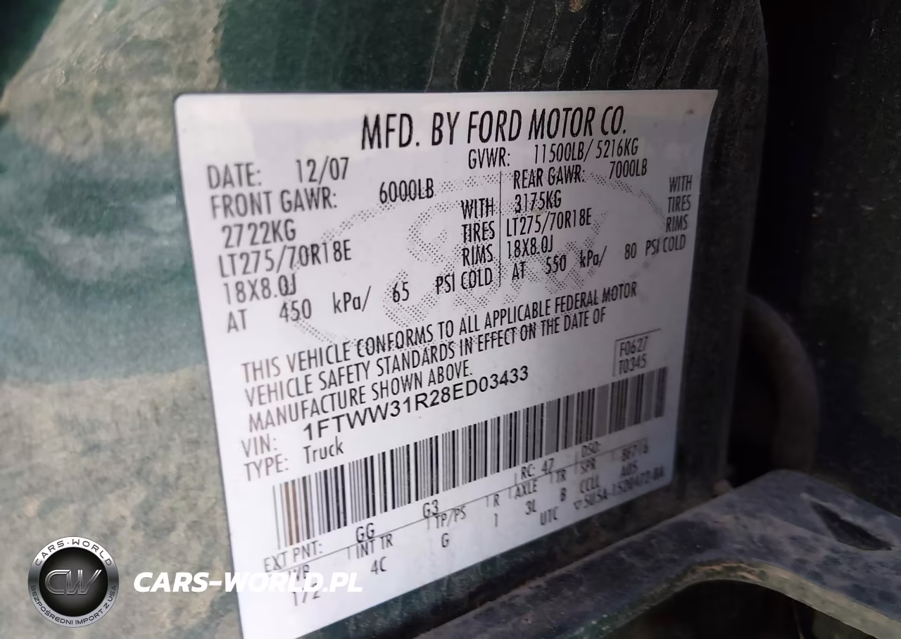 2008 Ford F-350 Lariat VIN:1FTWW31R28ED03433 - 8