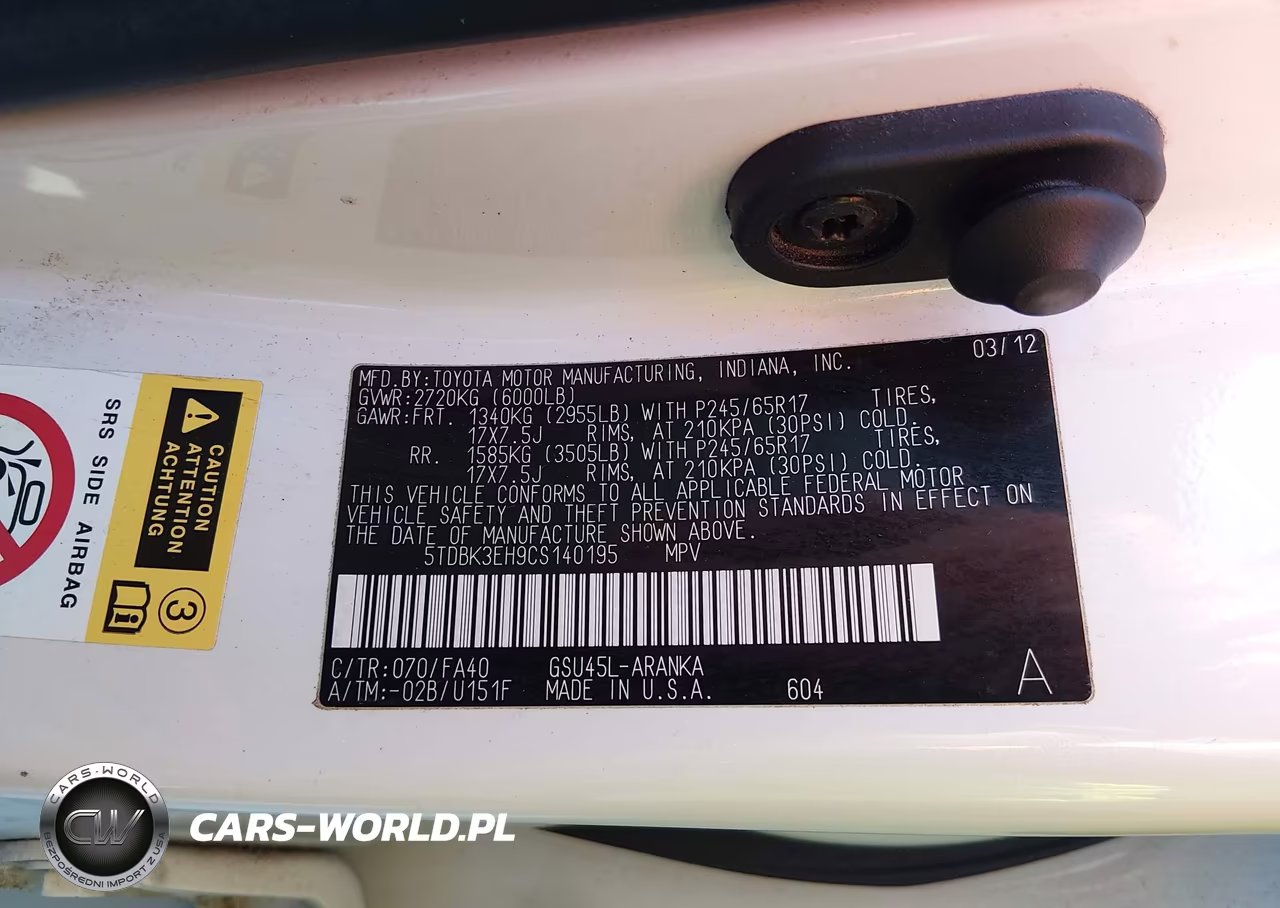 2012 Toyota Highlander Base V6 VIN:5TDBK3EH9CS140195 - 9