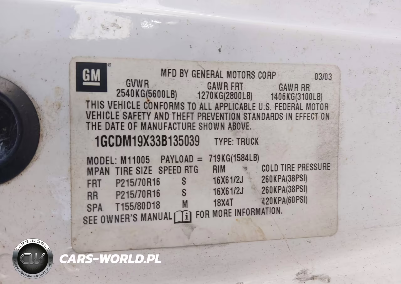 2003 Chevrolet Astro VIN:1GCDM19X33B135039 - 9
