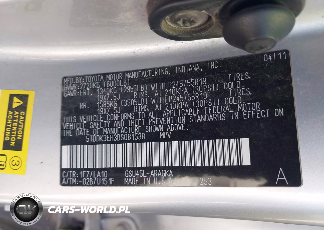 2011 Toyota Highlander Limited V6 VIN:5TDDK3EH3BS081538 - 9