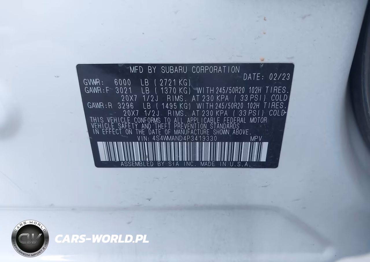 2023 Subaru Ascent Limited 8-Passenger VIN:4S4WMAND4P3419330 - 9