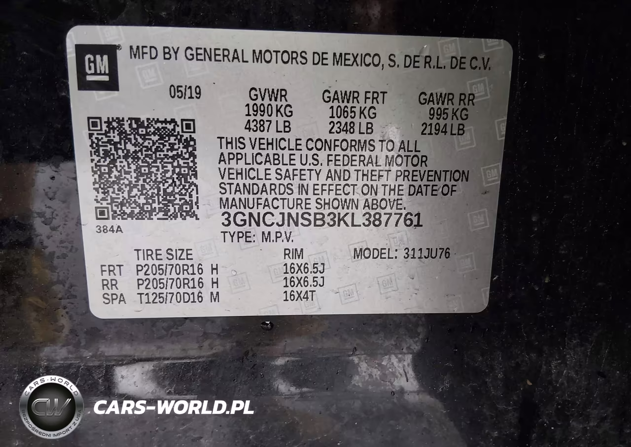 2019 Chevrolet Trax Ls VIN:3GNCJNSB3KL387761 - 9