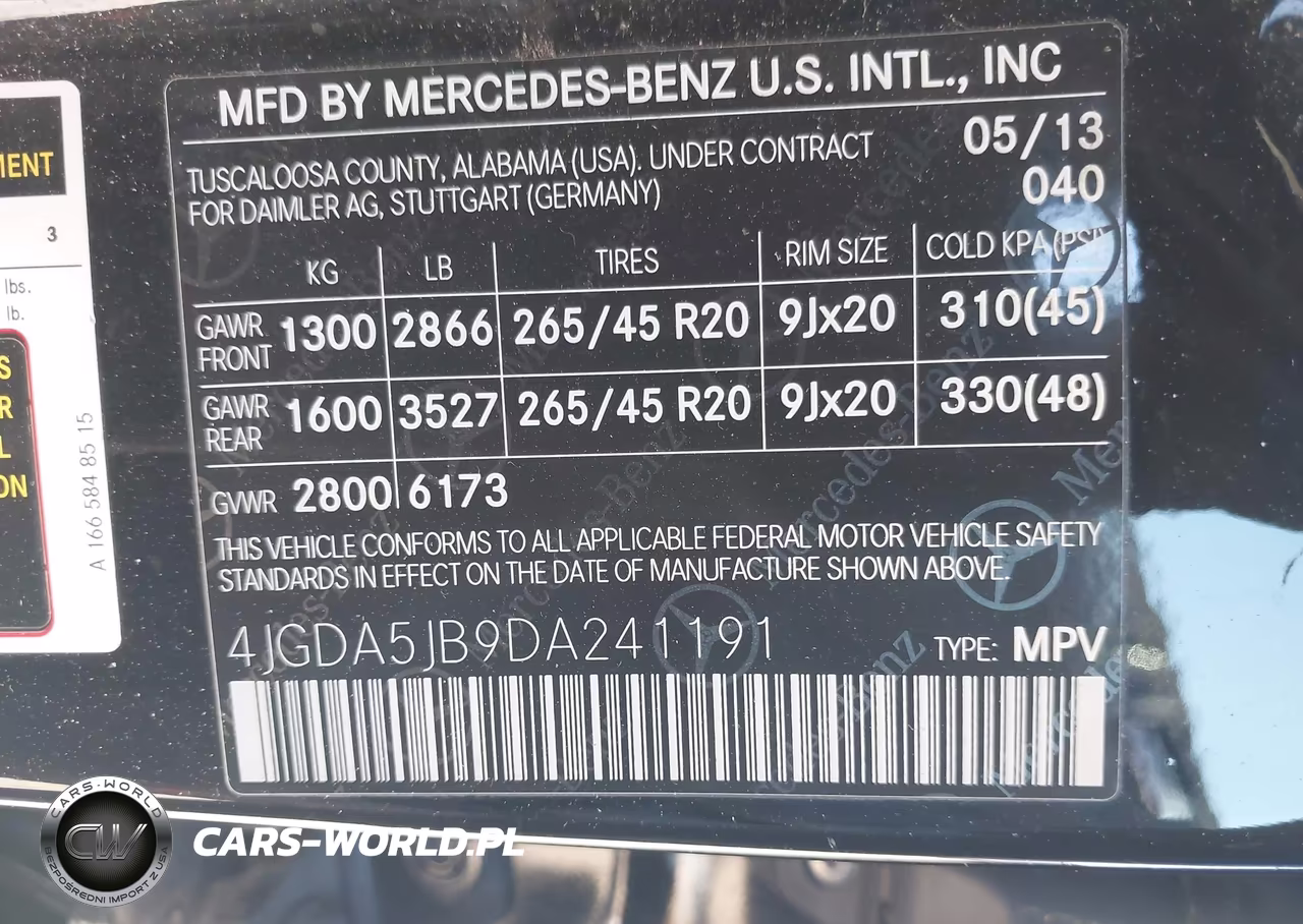2013 Mercedes-Benz Ml 350 VIN:4JGDA5JB9DA241191 - 9