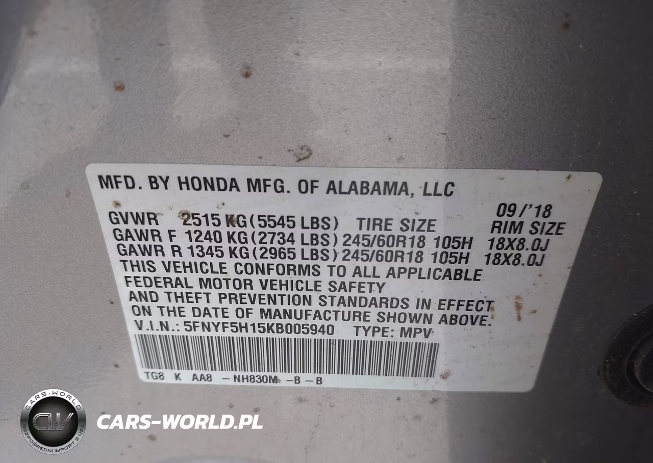 2019 Honda Pilot Lx VIN:5FNYF5H15KB005940 - 9