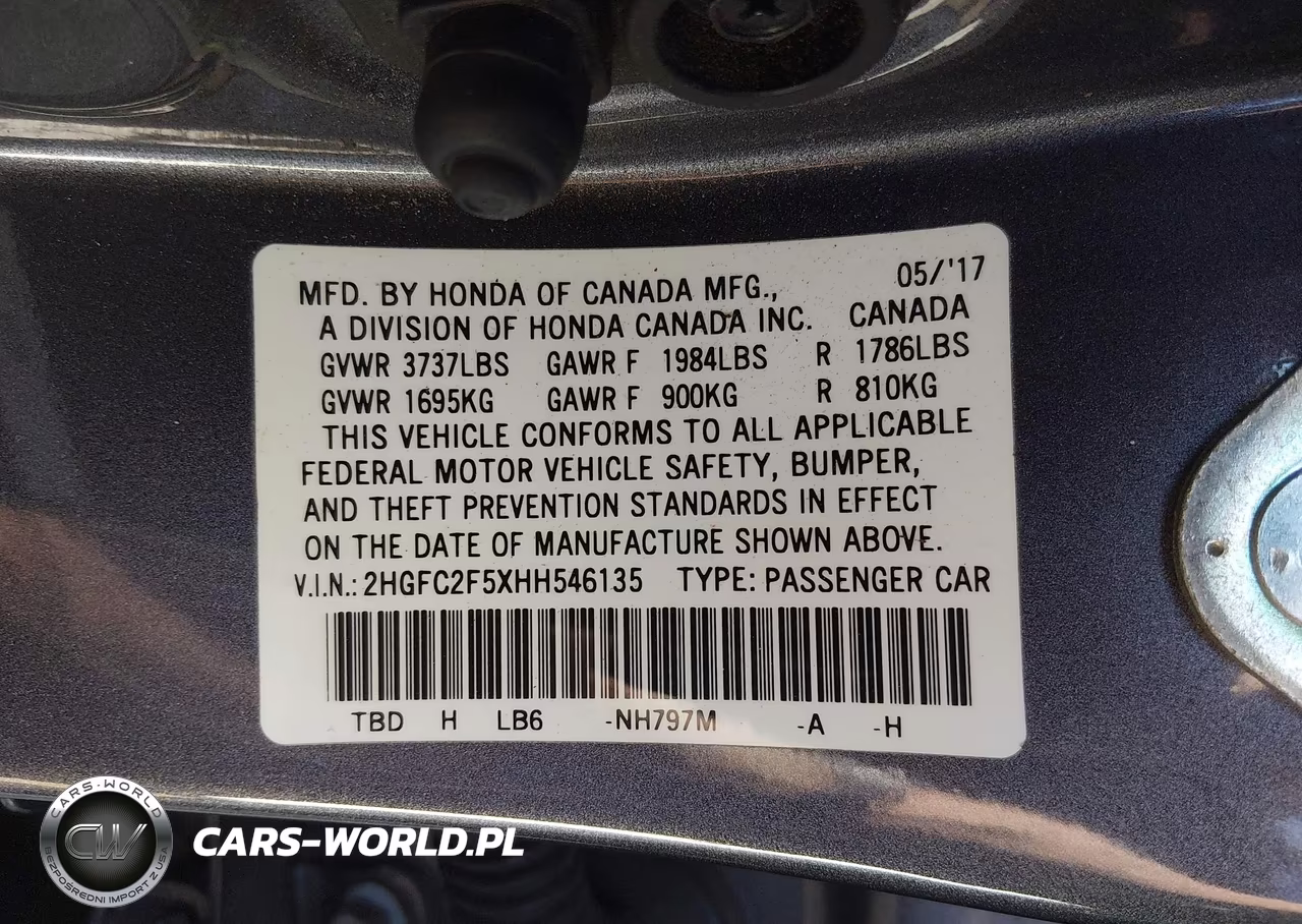 2017 Honda Civic Lx VIN:2HGFC2F5XHH546135 - 9