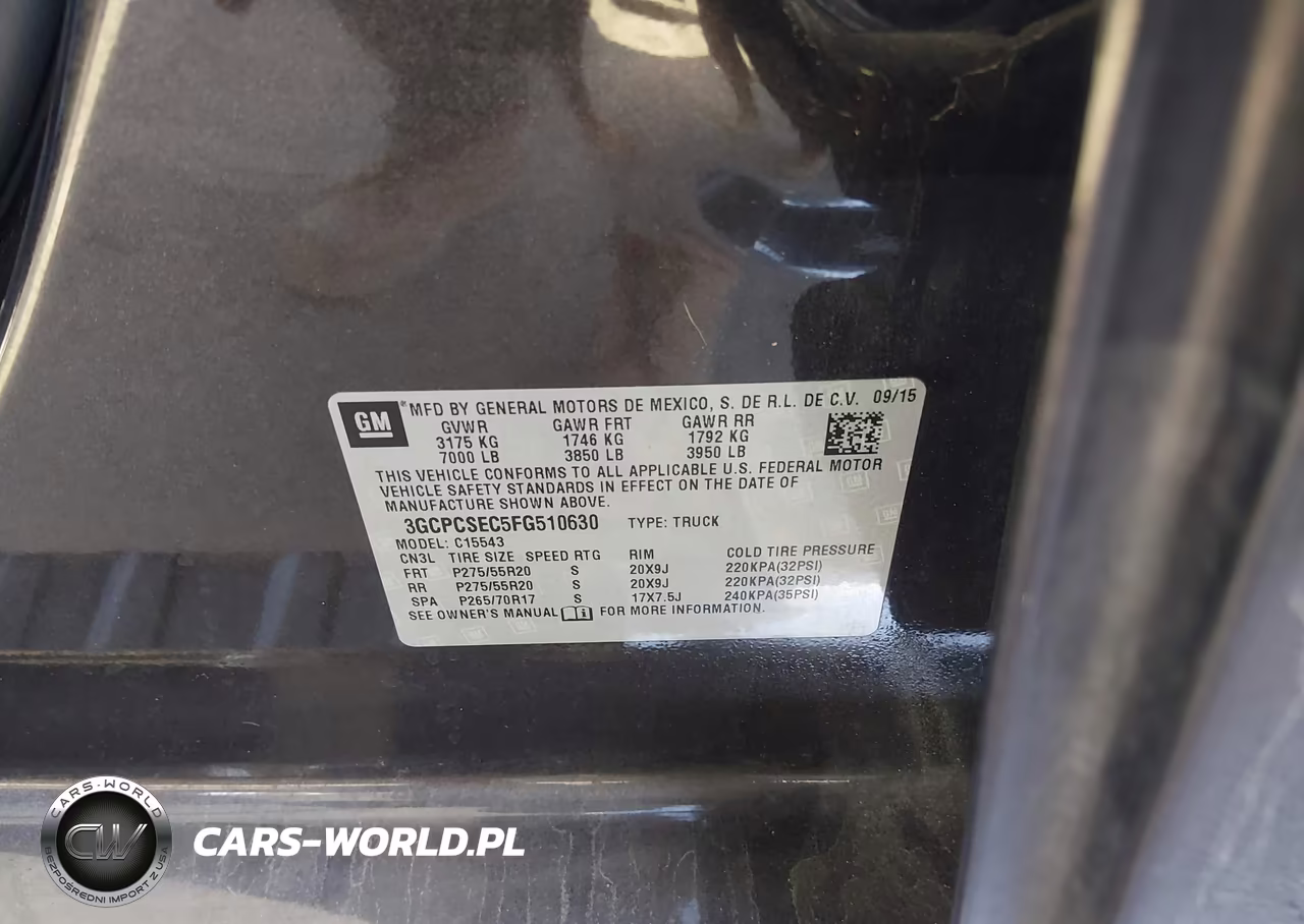 2015 Chevrolet Silverado 1500 1Lz VIN:3GCPCSEC5FG510630 - 9