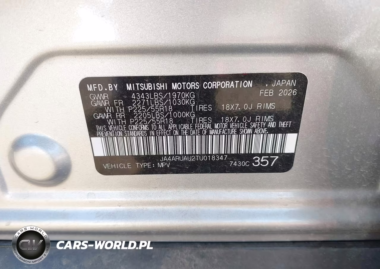 2026 Mitsubishi Outlander Sport 2.0 Es-2.0 Le-2.0 Ralliart-2.0 S-2.0 Se-2.0 Trail Edition VIN:JA4ARUAU2TU018347 - 9