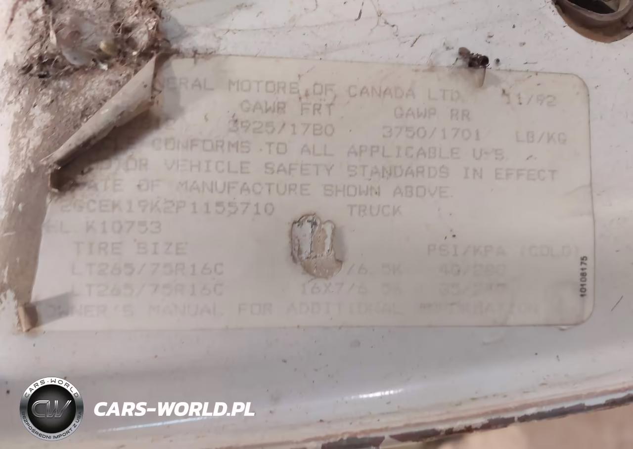 1993 Chevrolet Gmt-400 K1500 VIN:2GCEK19K2P1155710 - 9