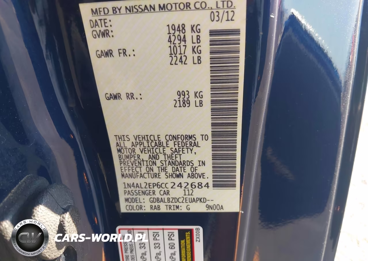 2012 Nissan Altima 2.5 S VIN:1N4AL2EP6CC242684 - 9
