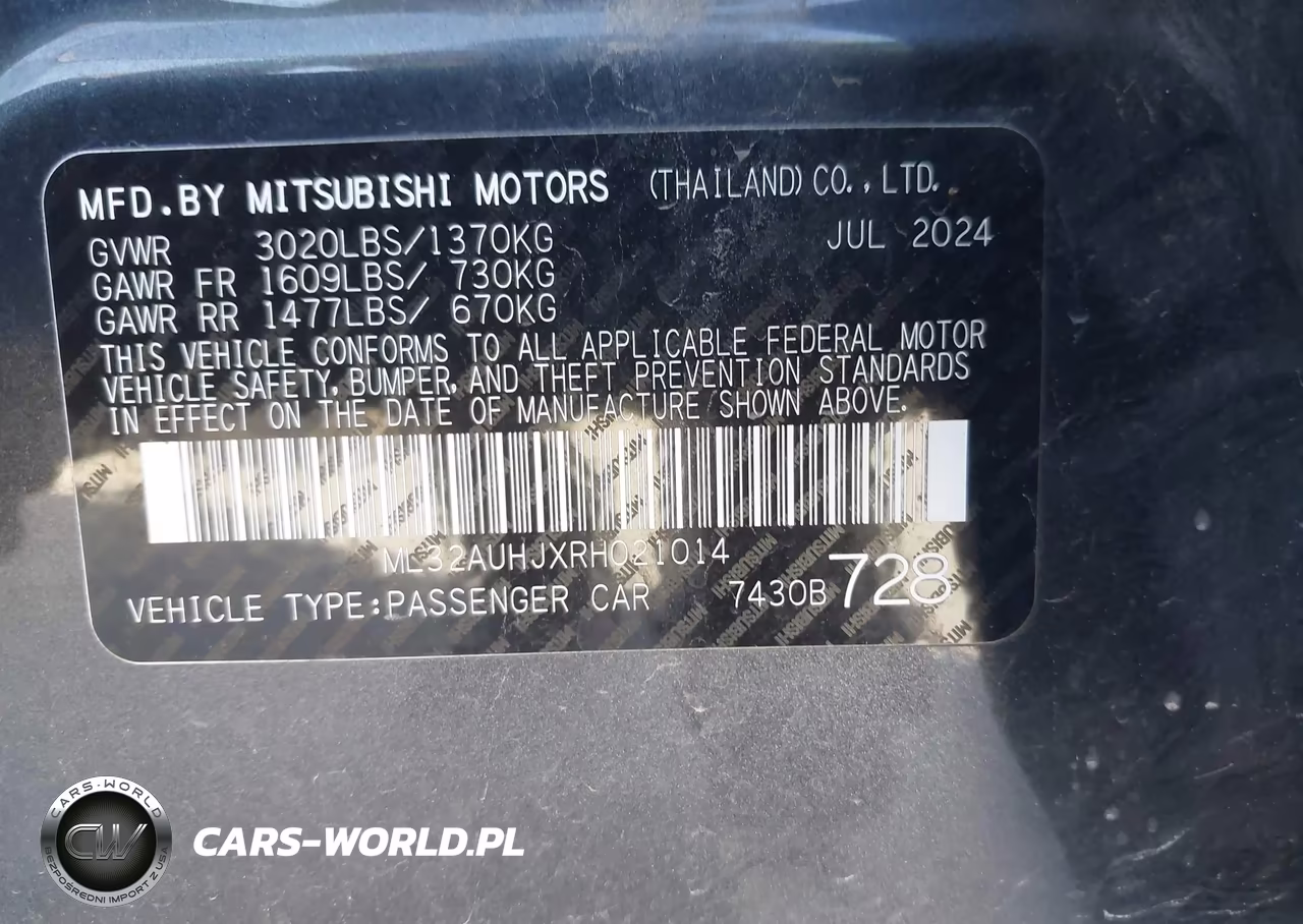 2024 Mitsubishi Mirage Es-Le VIN:ML32AUHJXRH021014 - 9