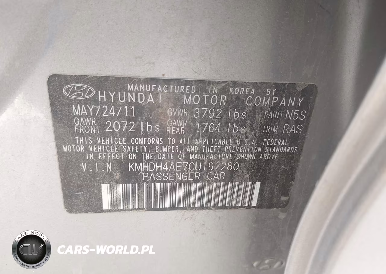 2012 Hyundai Elantra Limited (Ulsan Plant) VIN:KMHDH4AE7CU192280 - 9