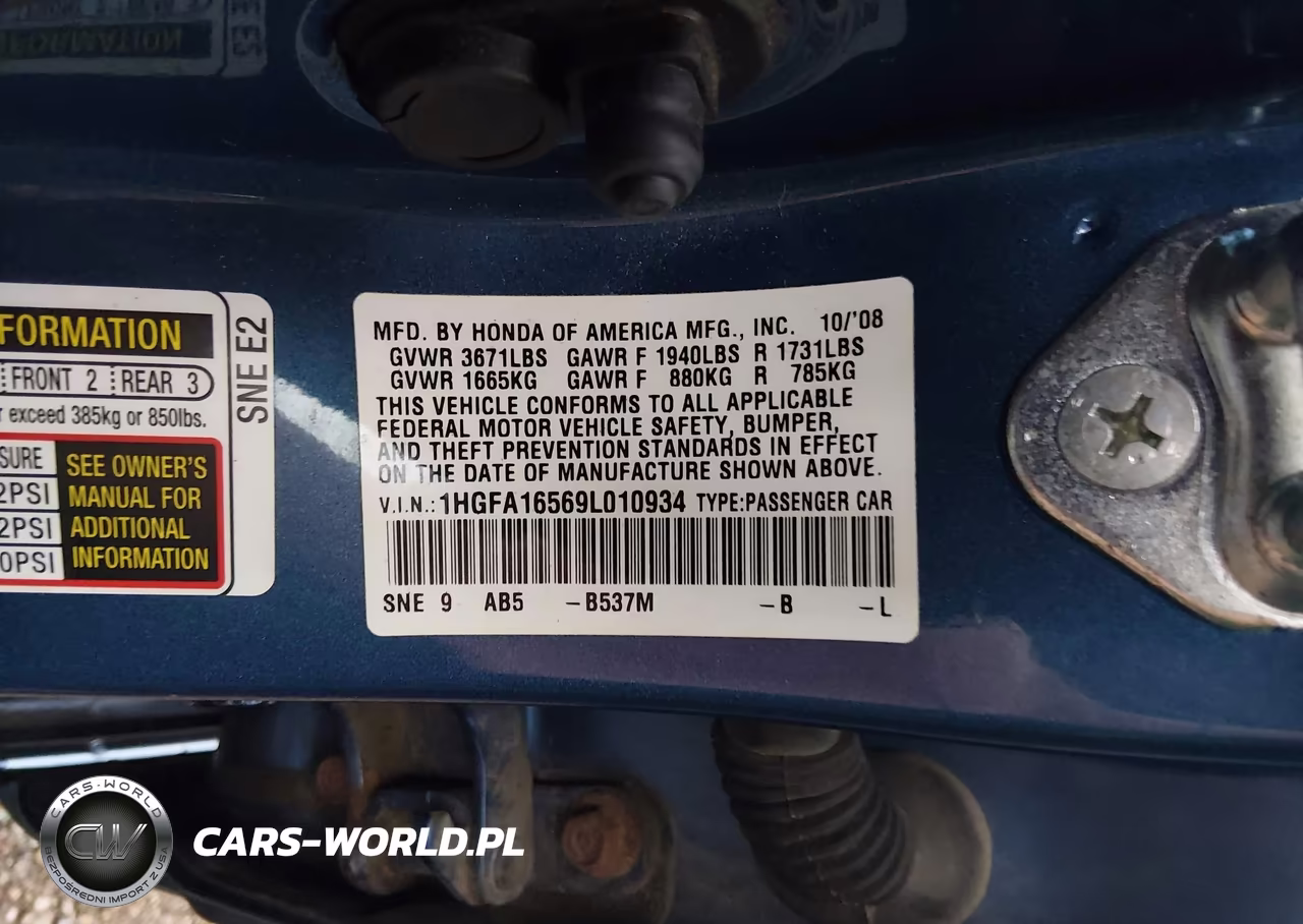 2009 Honda Civic Lx VIN:1HGFA16569L010934 - 9