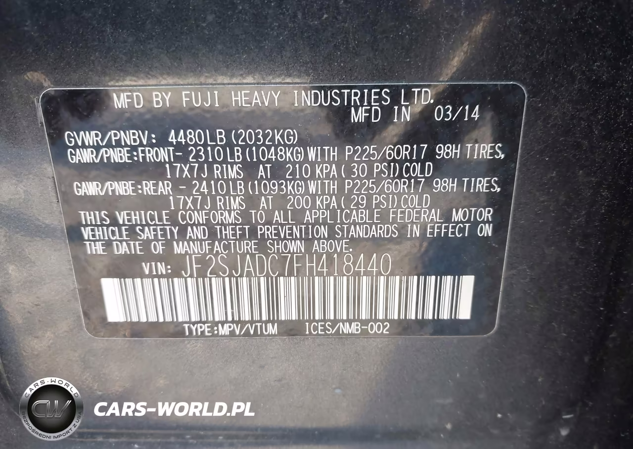 2015 Subaru Forester 2.5I Premium VIN:JF2SJADC7FH418440 - 9