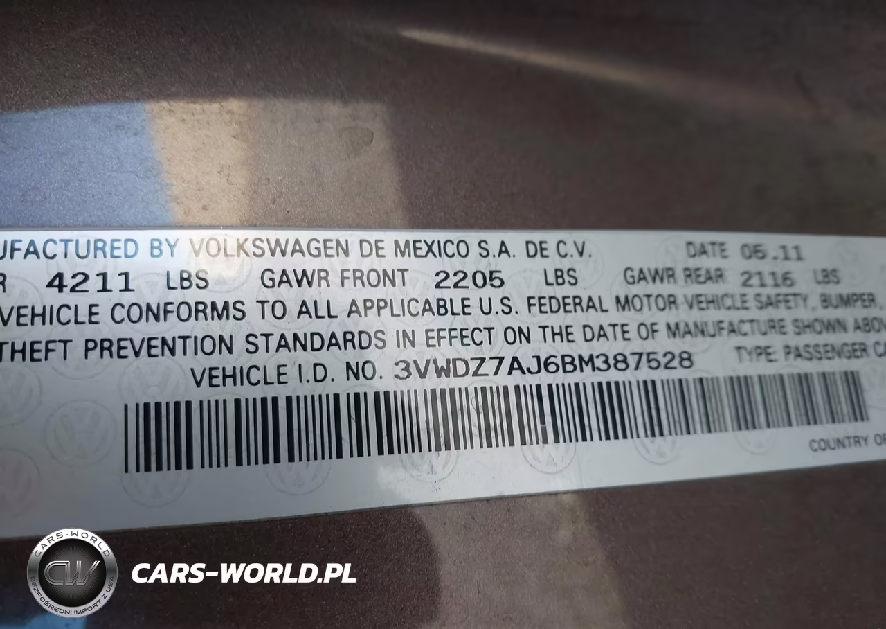 2011 Volkswagen Jetta 2.5L Se VIN:3VWDZ7AJ6BM387528 - 9