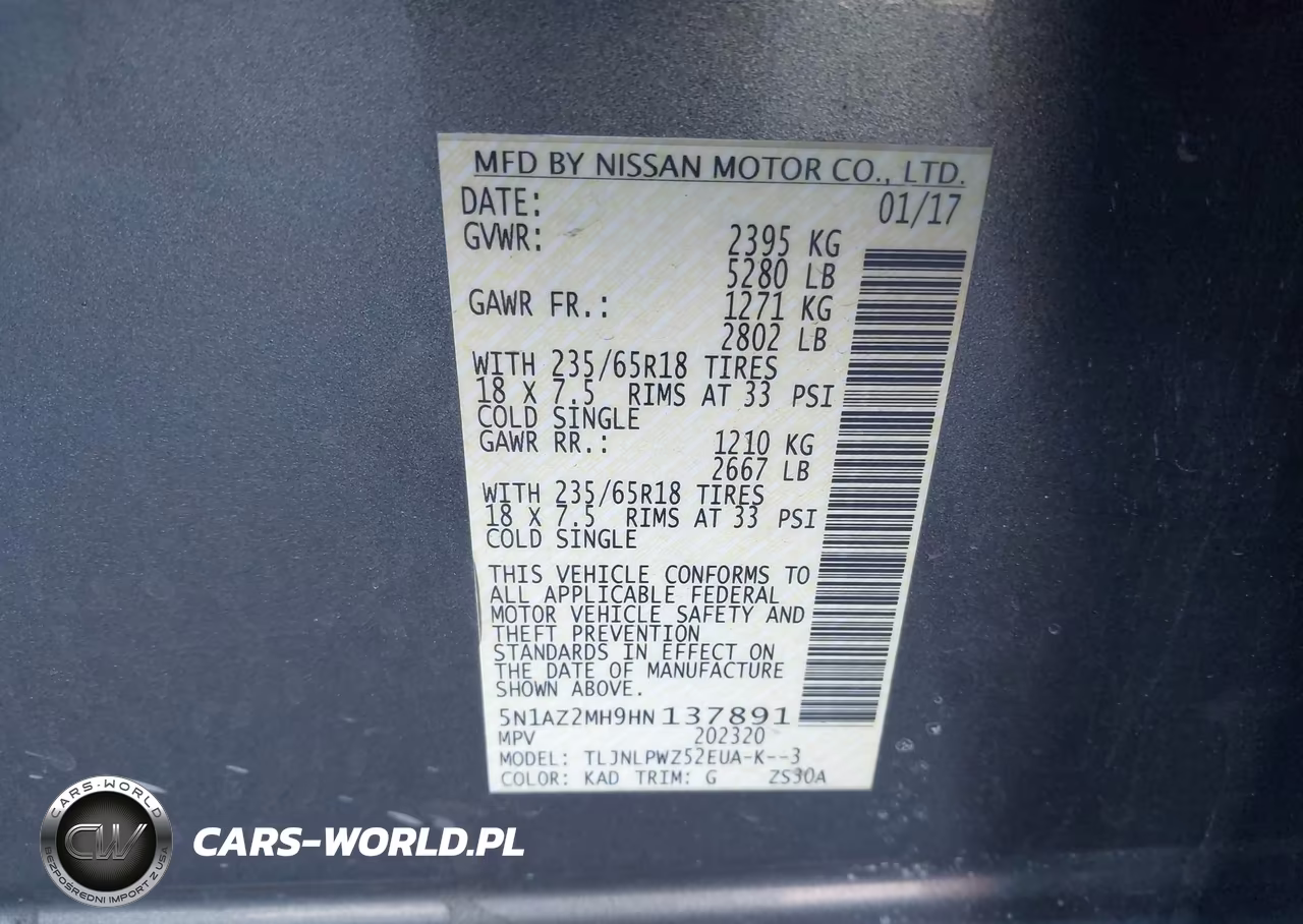 2017 Nissan Murano S VIN:5N1AZ2MH9HN137891 - 9