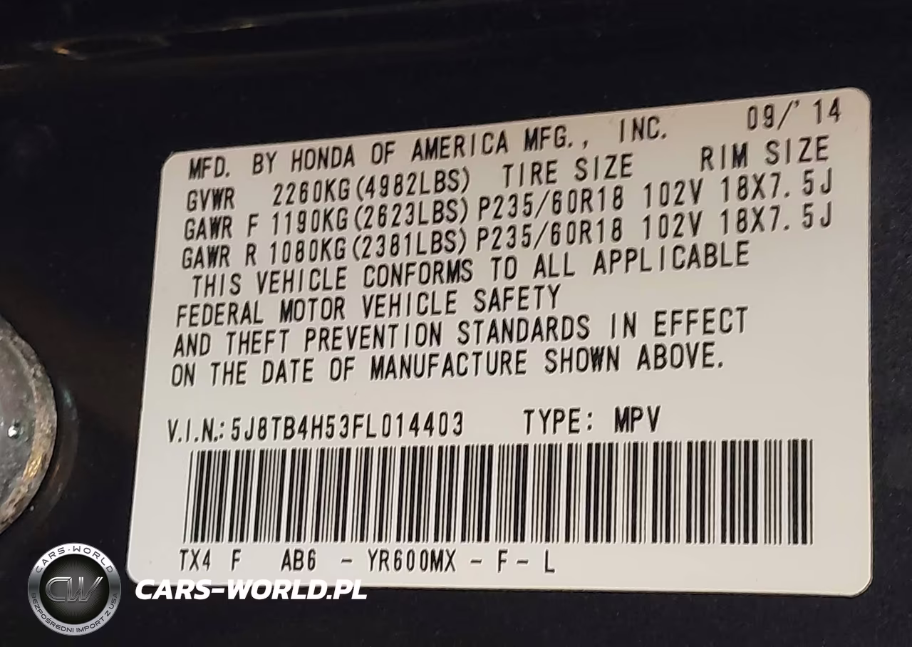2015 Acura Rdx VIN:5J8TB4H53FL014403 - 9