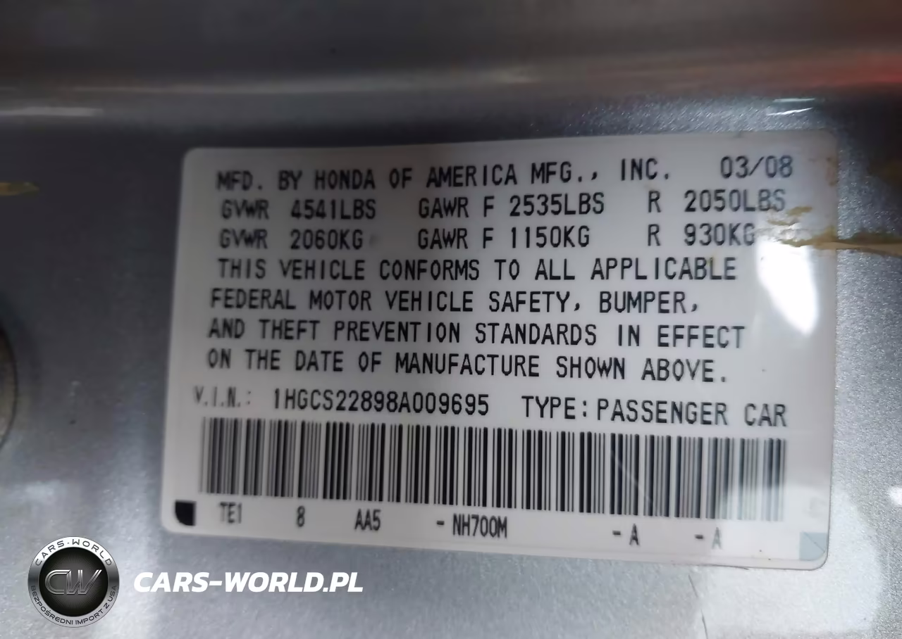 2008 Honda Accord 3.5 Ex-L VIN:1HGCS22898A009695 - 9