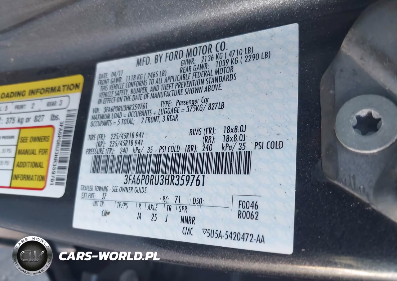 2017 Ford Fusion Hybrid Titanium VIN:3FA6P0RU3HR359761 - 9