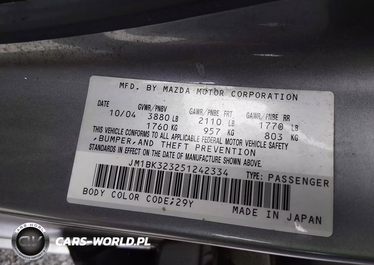 2005 Mazda Mazda3 S VIN:JM1BK323251242334 - 9