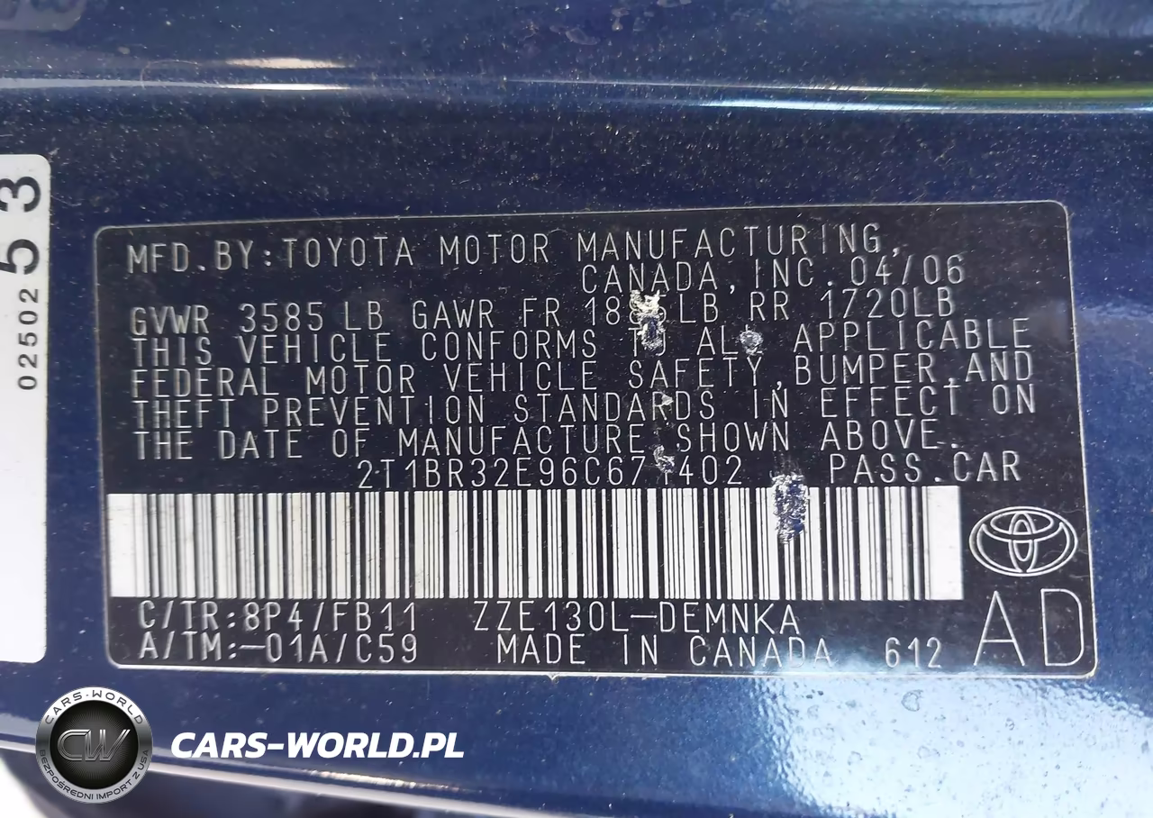 2006 Toyota Corolla Le VIN:2T1BR32E96C671402 - 9