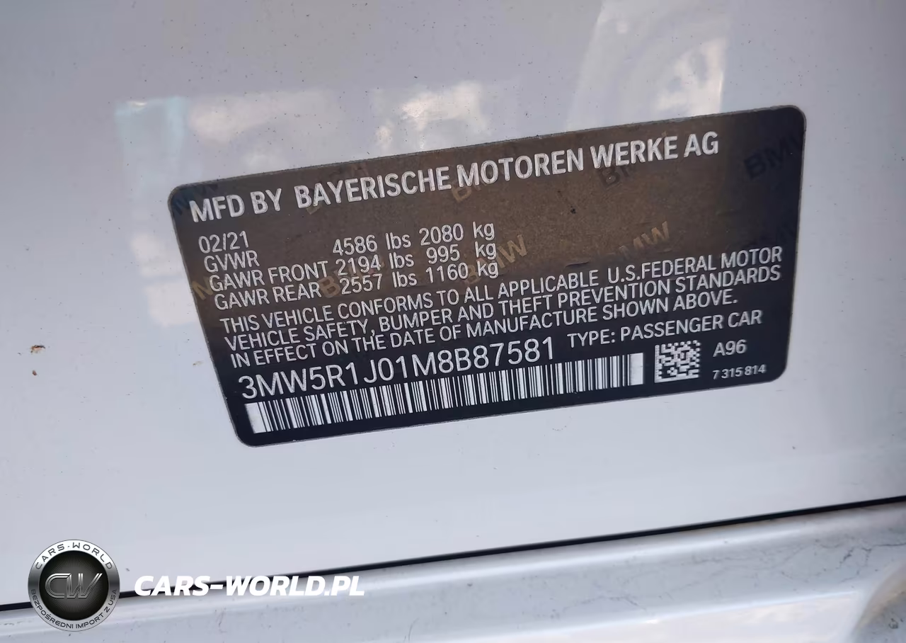 2021 BMW 330I VIN:3MW5R1J01M8B87581 - 9