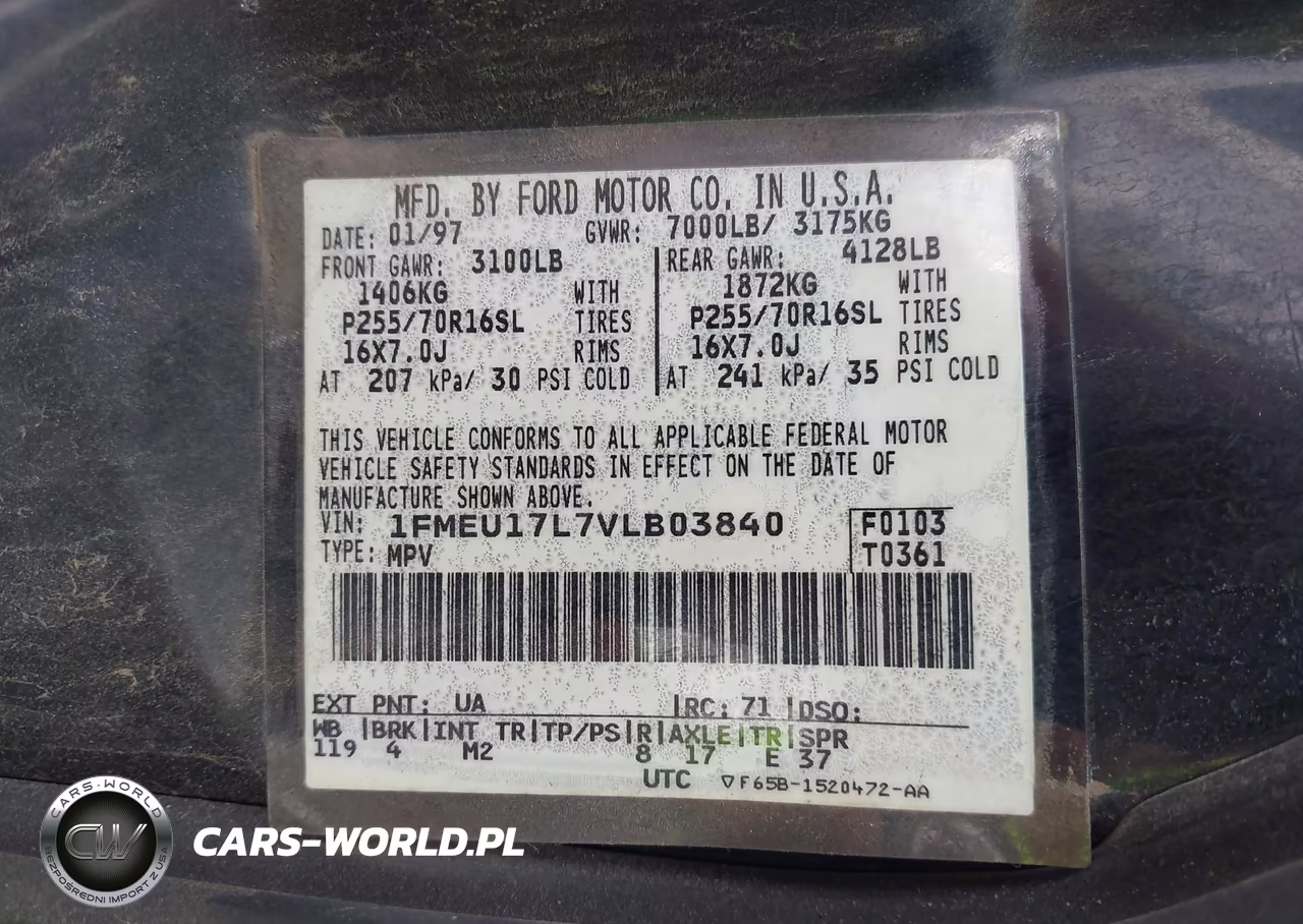 1997 Ford Expedition Eddie Bauer-Xlt VIN:1FMEU17L7VLB03840 - 9