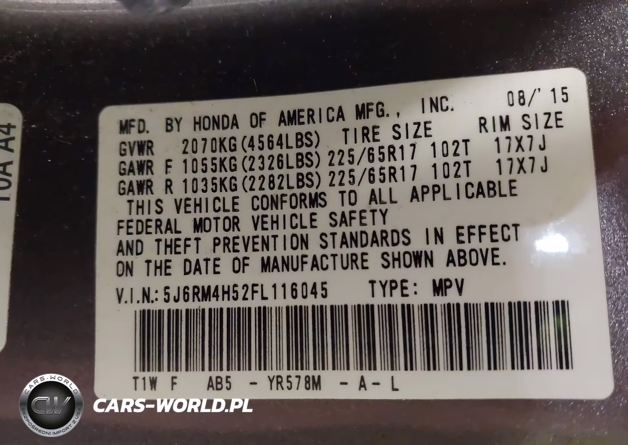 2015 Honda Cr-V Ex VIN:5J6RM4H52FL116045 - 9