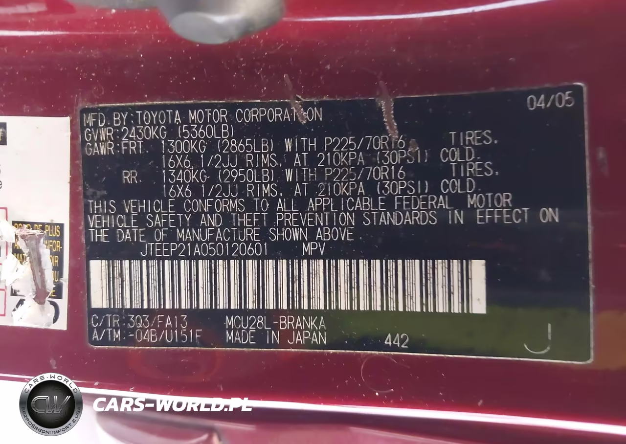 2005 Toyota Highlander V6 VIN:JTEEP21A050120601 - 9