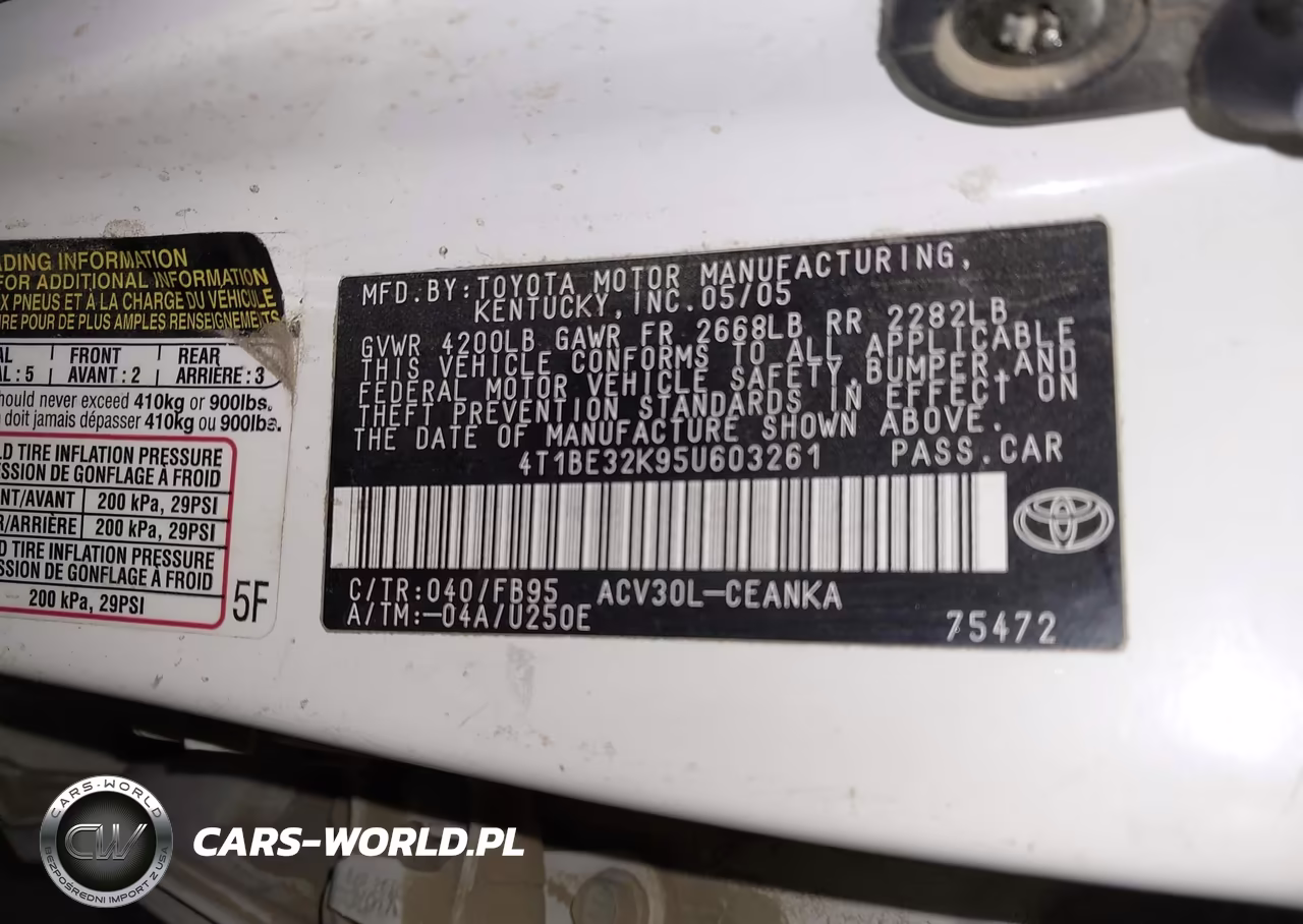 2005 Toyota Camry Le VIN:4T1BE32K95U603261 - 9