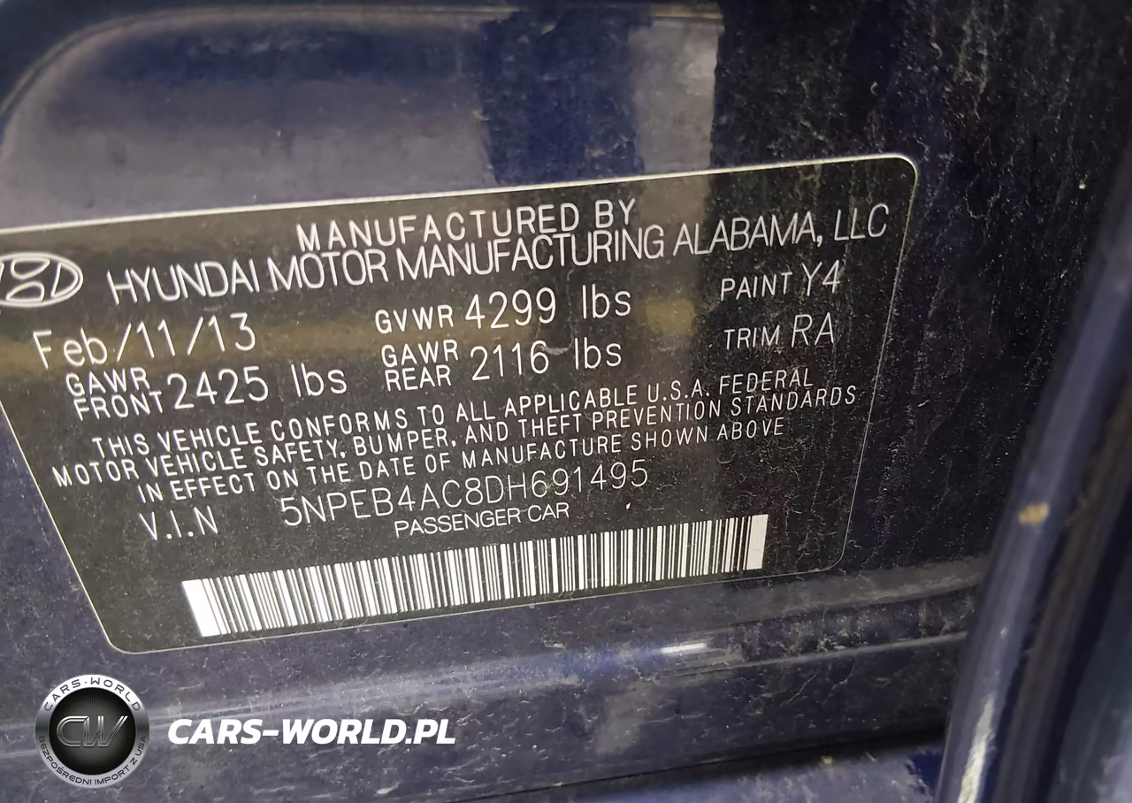 2013 Hyundai Sonata Gls VIN:5NPEB4AC8DH691495 - 9
