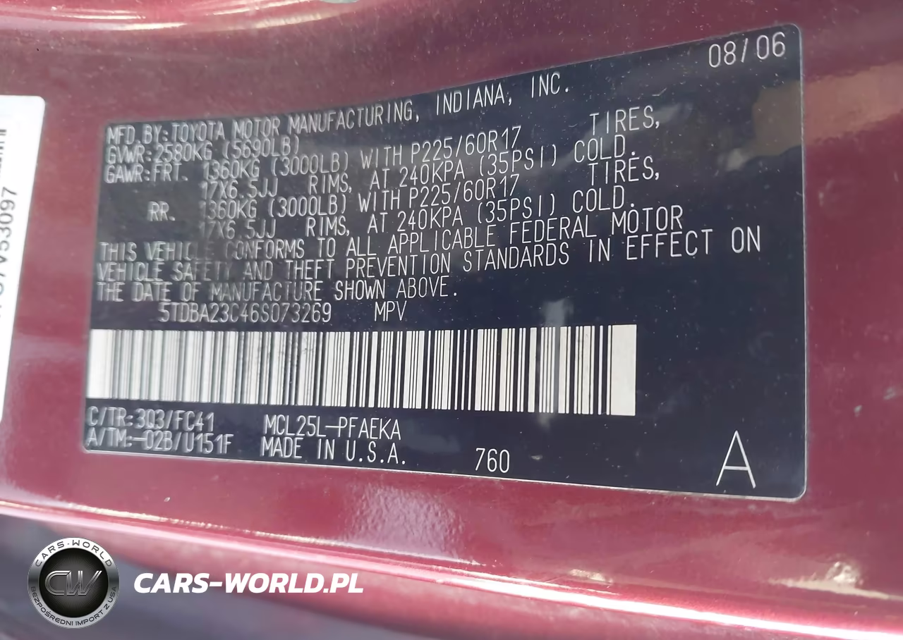 2006 Toyota Sienna Le VIN:5TDBA23C46S073269 - 9