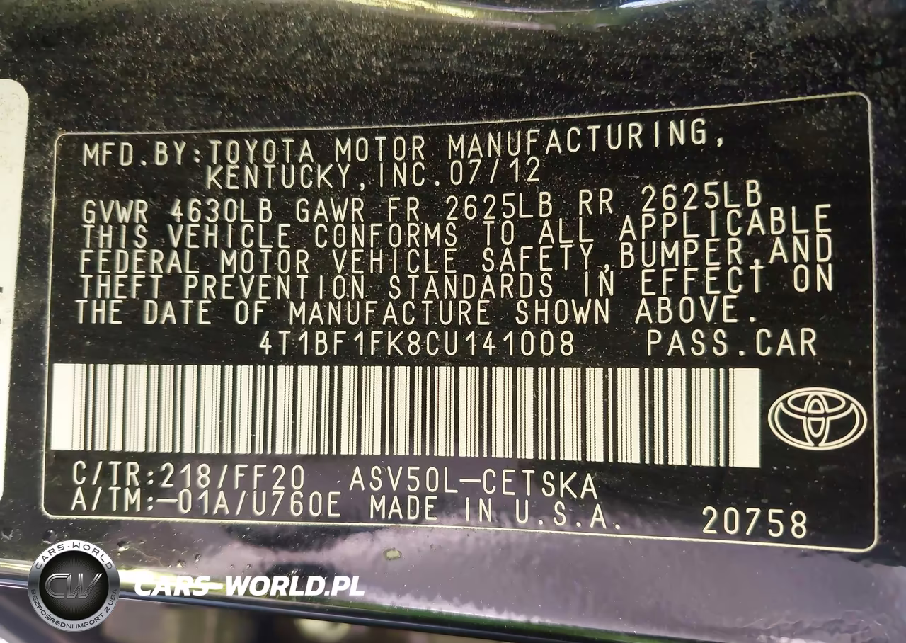 2012 Toyota Camry Se VIN:4T1BF1FK8CU141008 - 9
