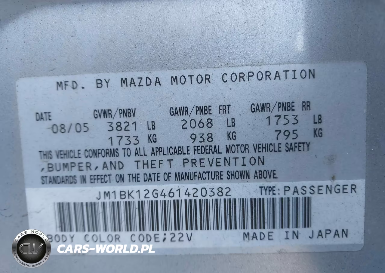 2006 Mazda Mazda3 I VIN:JM1BK12G461420382 - 9