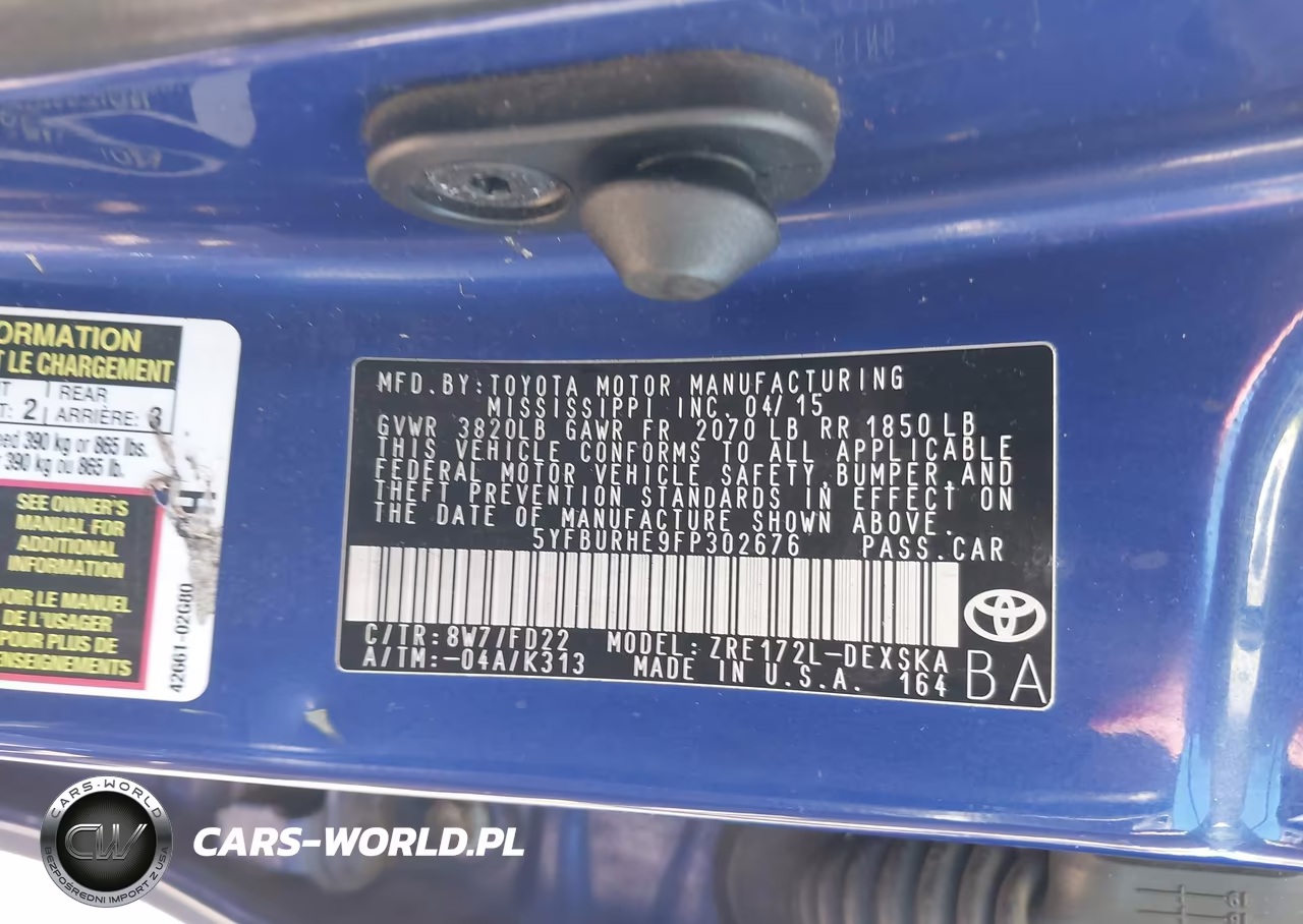 2015 Toyota Corolla S-S Plus-S Premium VIN:5YFBURHE9FP302676 - 9