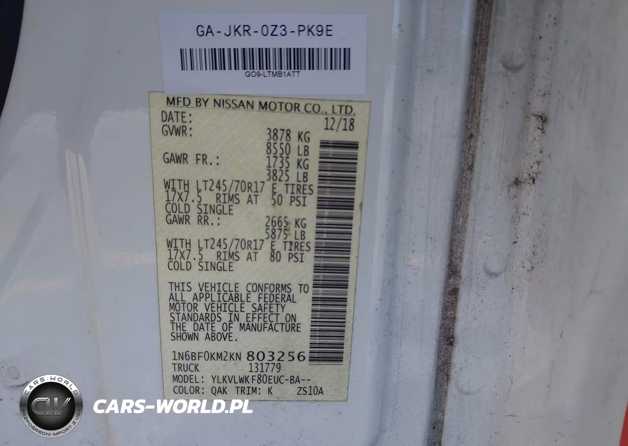 2019 Nissan Nv Cargo Nv1500 S V6 VIN:1N6BF0KM2KN803256 - 8