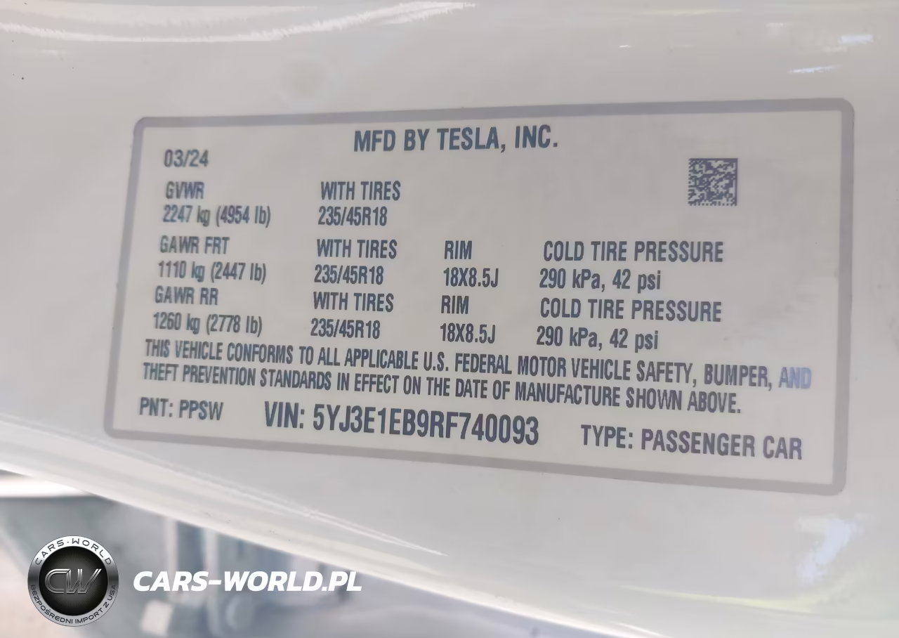 2024 Tesla Model 3 Long Range Dual Motor All-Wheel Drive VIN:5YJ3E1EB9RF740093 - 9
