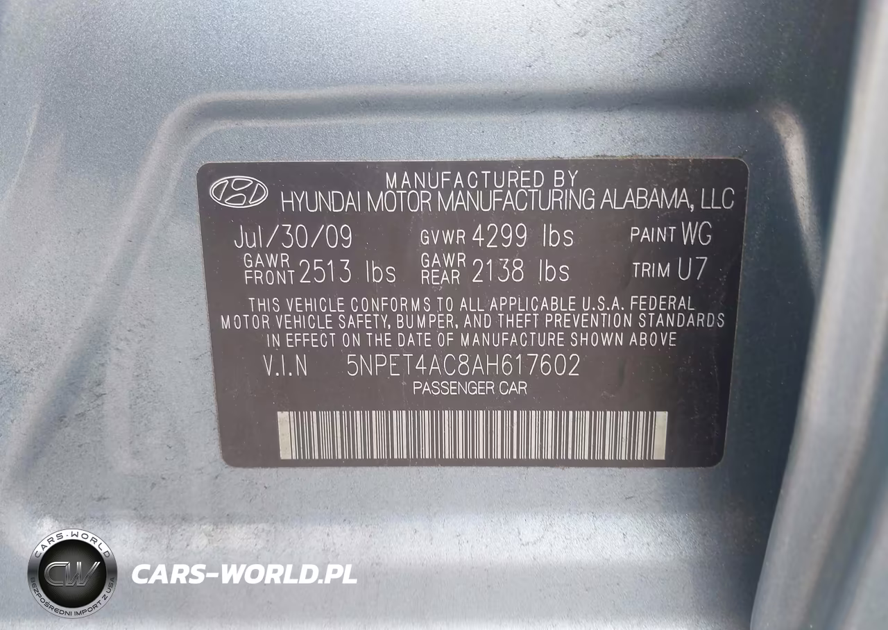 2010 Hyundai Sonata Gls VIN:5NPET4AC8AH617602 - 9