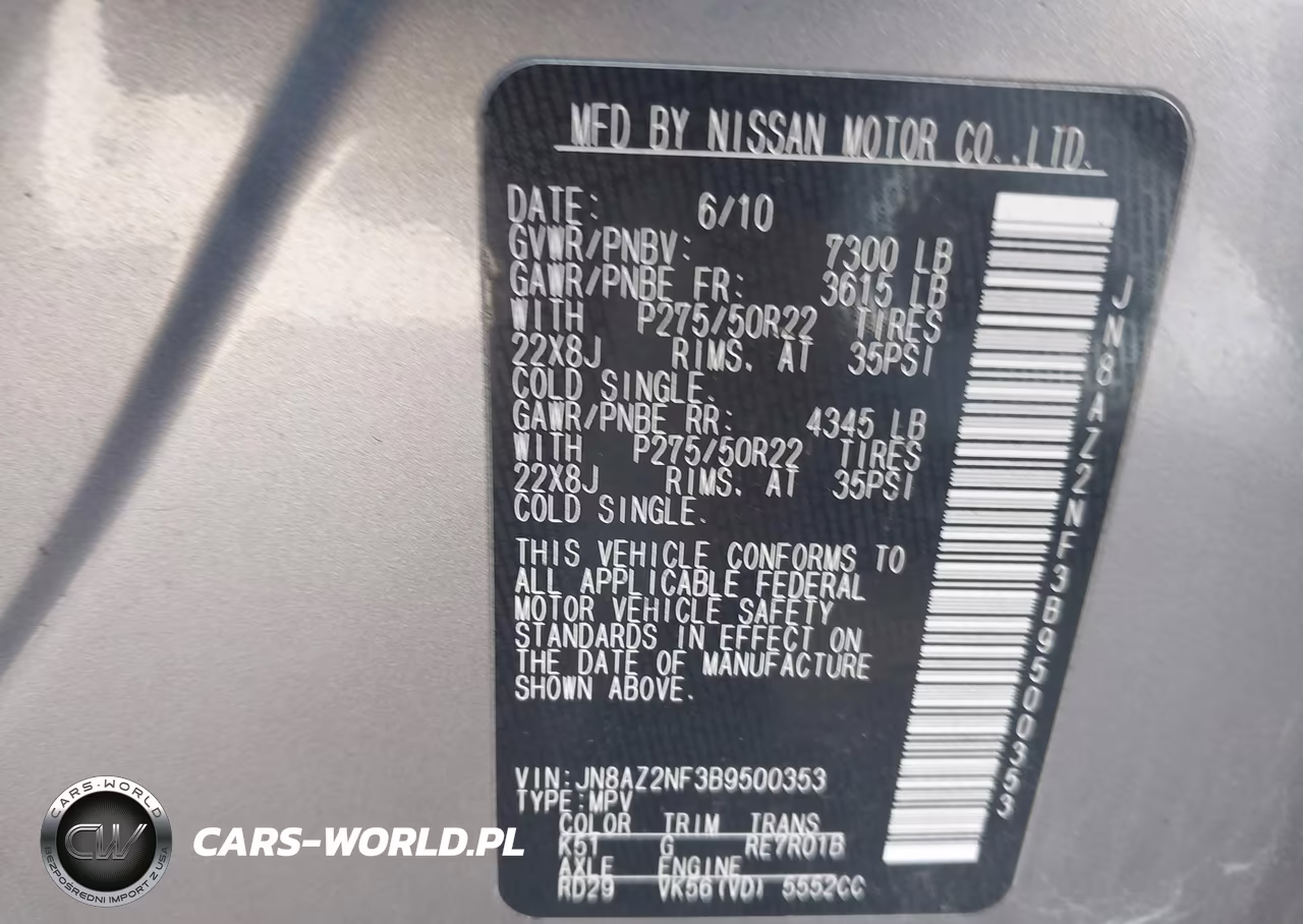 2011 Infiniti Qx56 VIN:JN8AZ2NF3B9500353 - 9