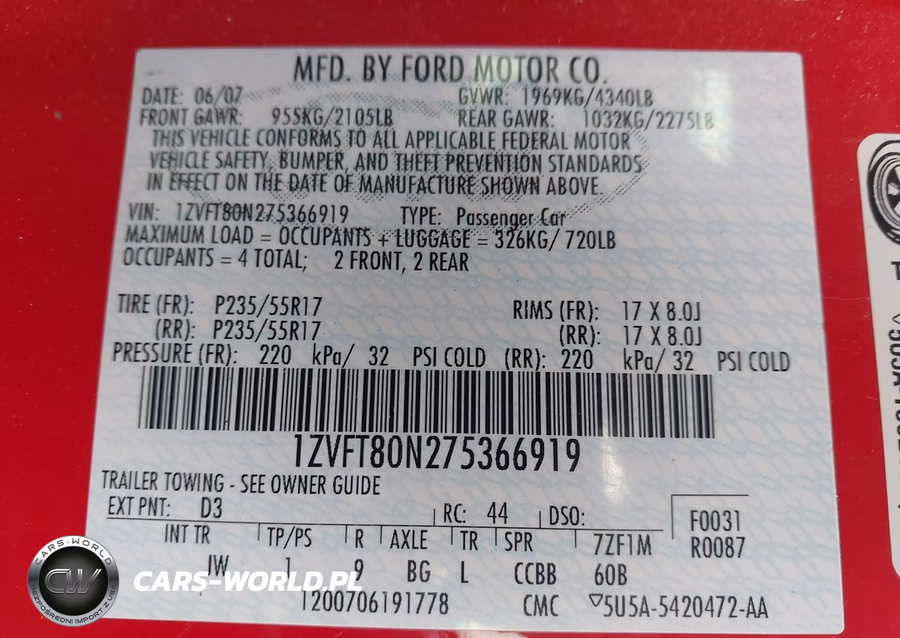 2007 Ford Mustang V6 Deluxe-V6 Premium VIN:1ZVFT80N275366919 - 9