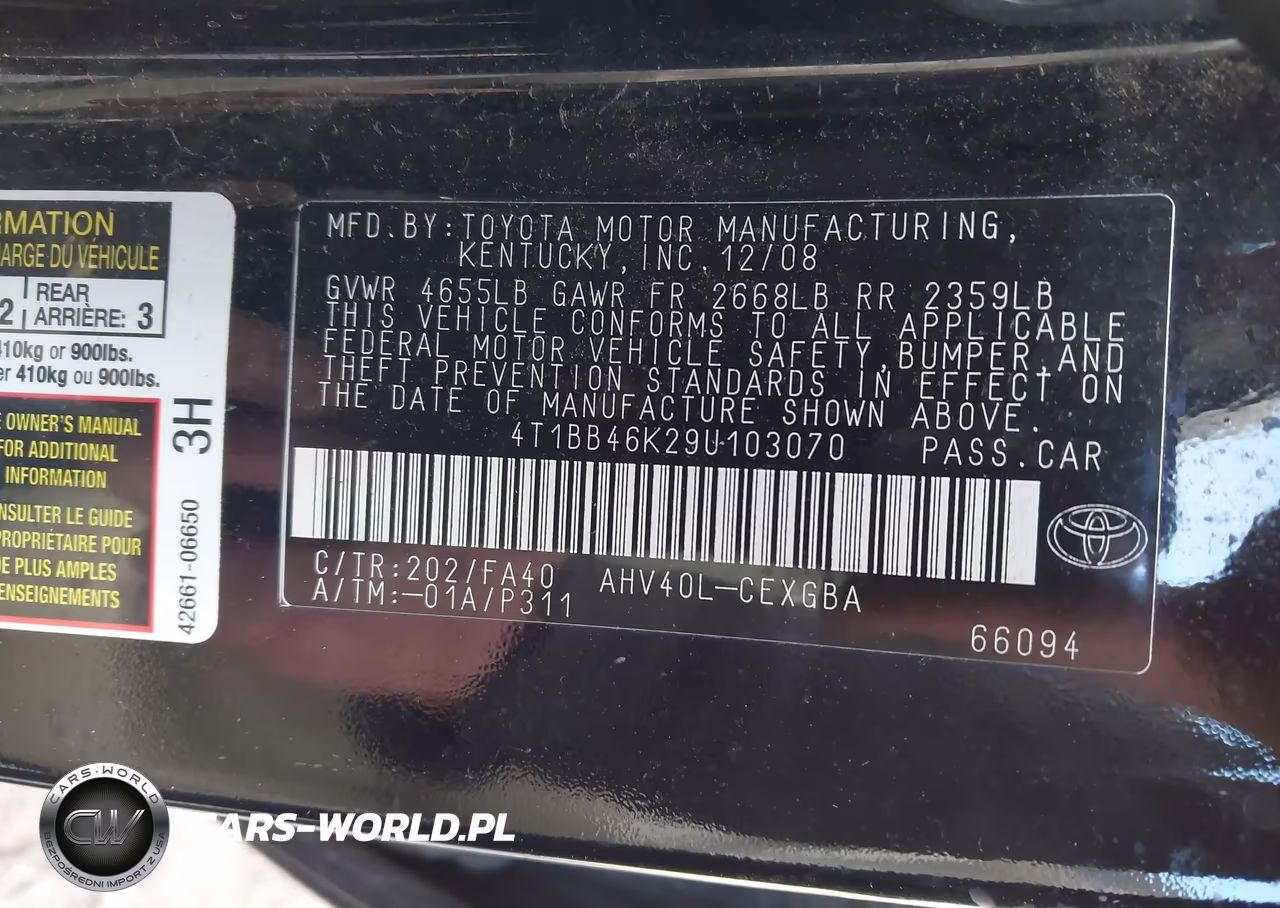 2009 Toyota Camry Hybrid VIN:4T1BB46K29U103070 - 9
