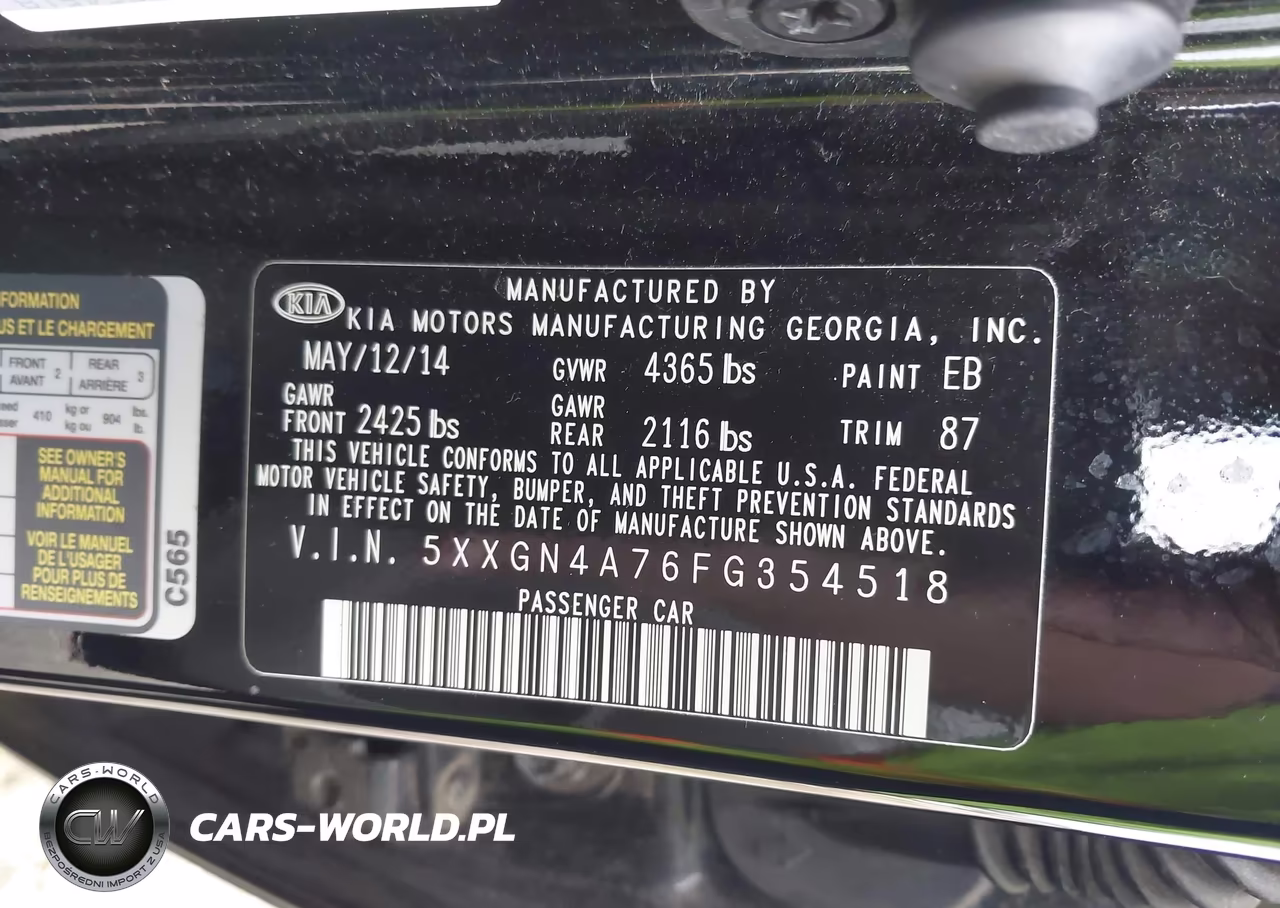 2015 Kia Optima Ex VIN:5XXGN4A76FG354518 - 9