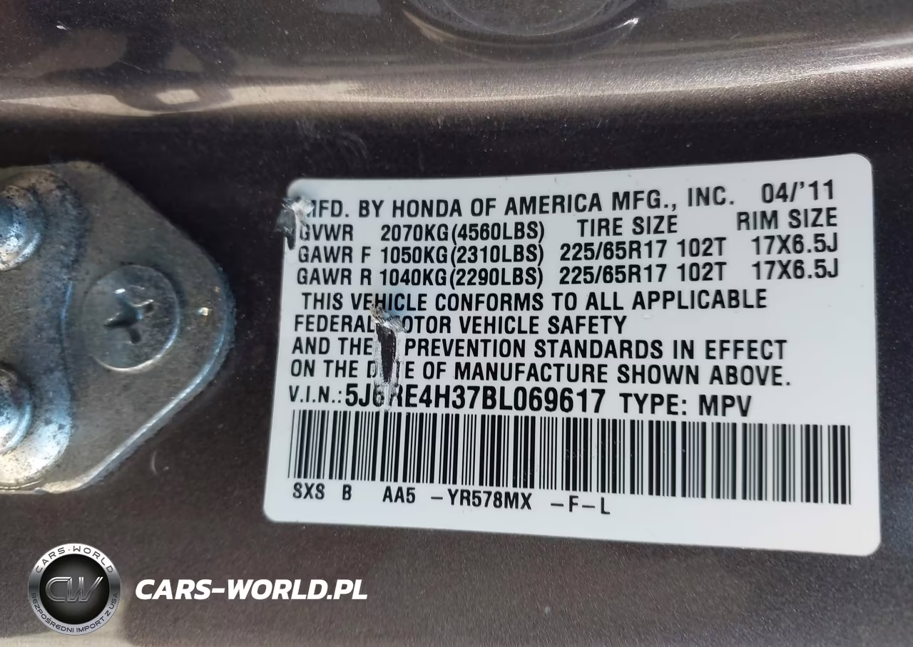 2011 Honda Cr-V Lx VIN:5J6RE4H37BL069617 - 9