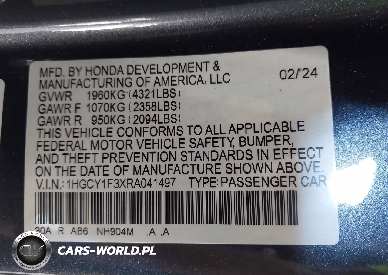 2024 Honda Accord Ex VIN:1HGCY1F3XRA041497 - 9